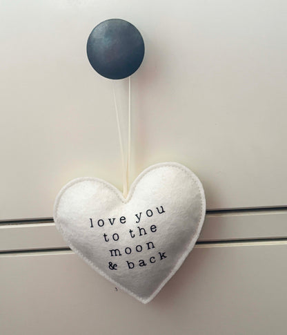 Love You To The Moon & Back - Felt Valentine Heart Ornament