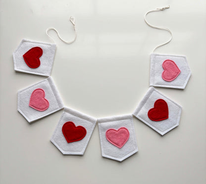 Applique Hearts Valentine Garland - Felt Garland