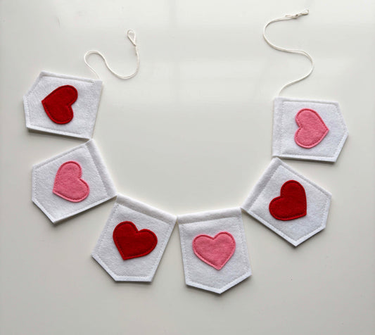 Applique Hearts Valentine Garland - Felt Garland