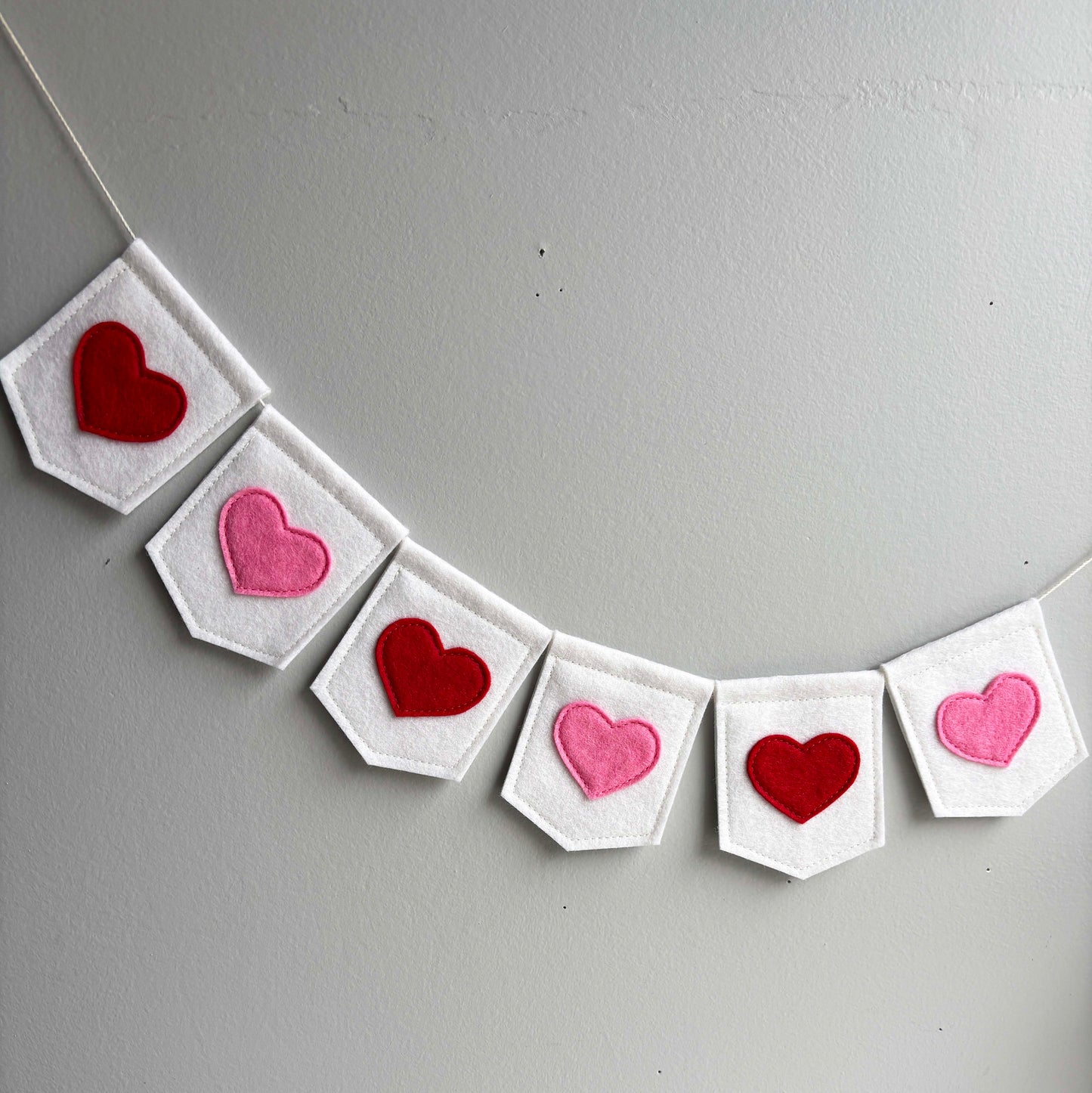 Applique Hearts Valentine Garland - Felt Garland