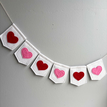 Applique Hearts Valentine Garland - Felt Garland