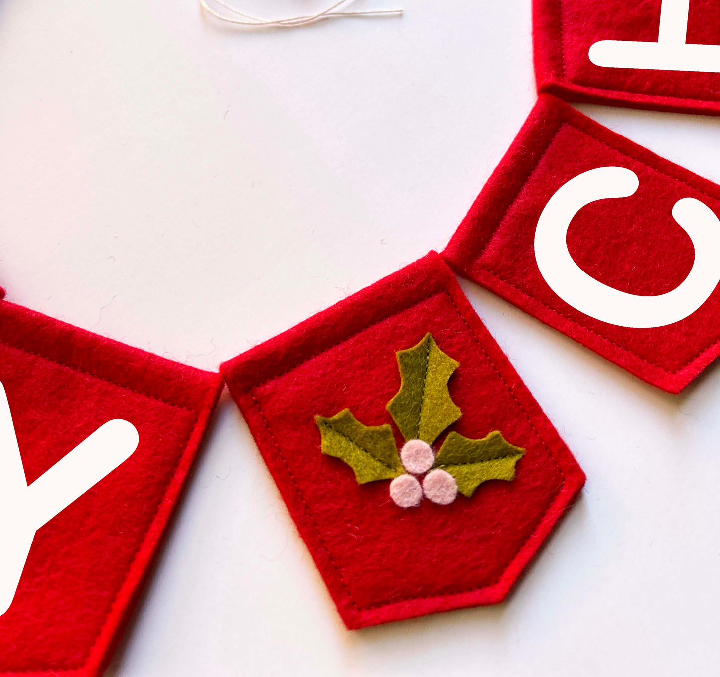 Merry Christmas Felt Garland - Christmas Holly Banner