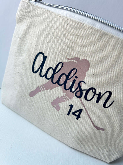 Ice Hockey Personalized Zipper Pouch