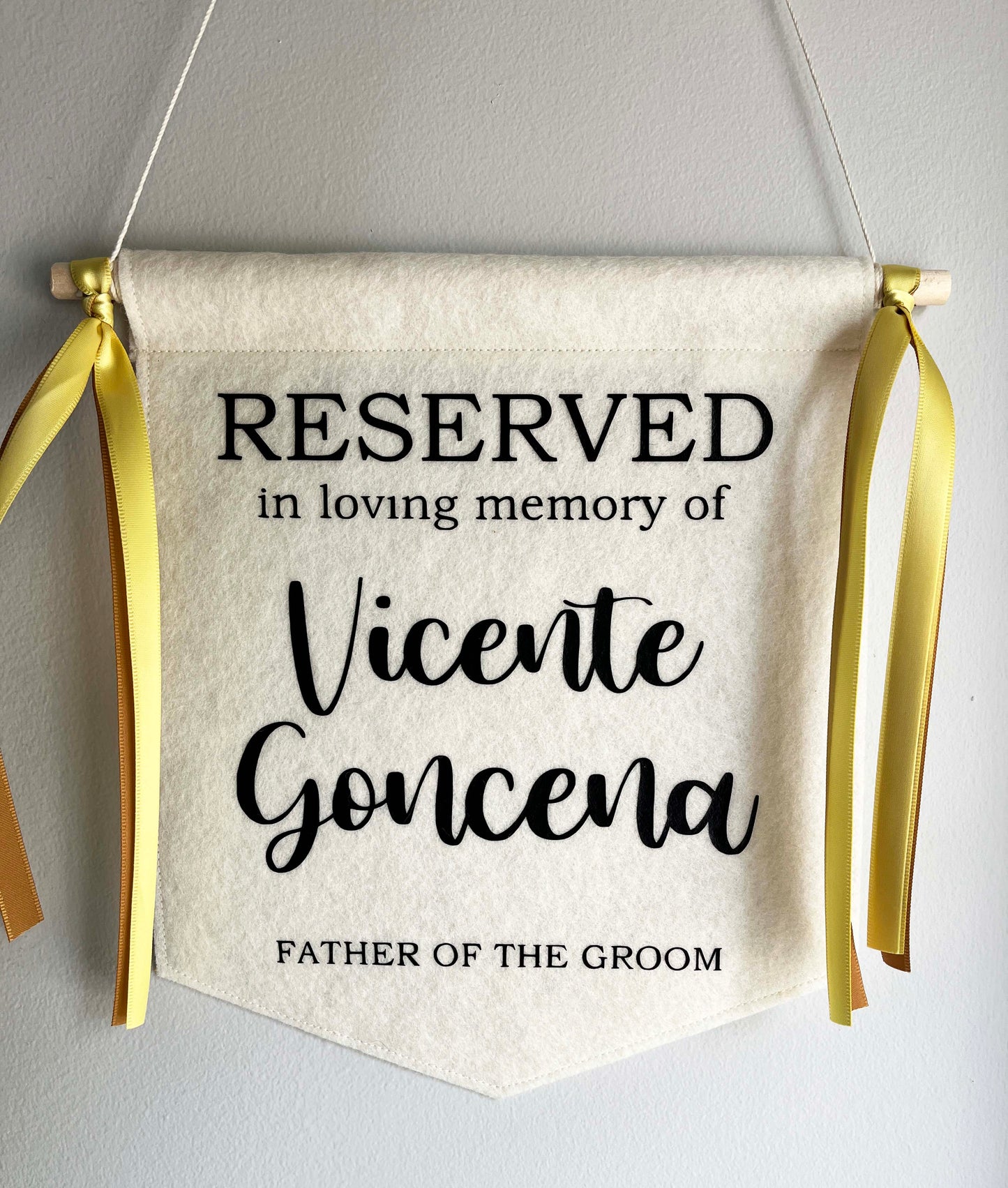 Personalized Reserved Seat Wedding Sign/Banner  - In Loving Memory