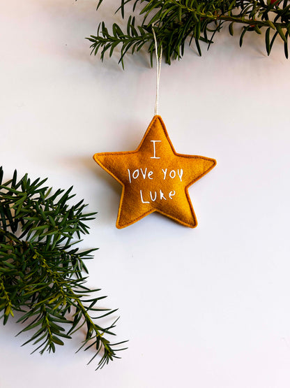 Handwriting Name Ornament - Felt Star