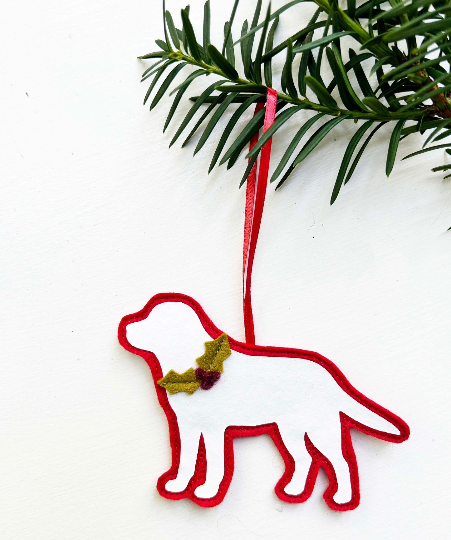 Custom Dog Breed Ornament - Red and White