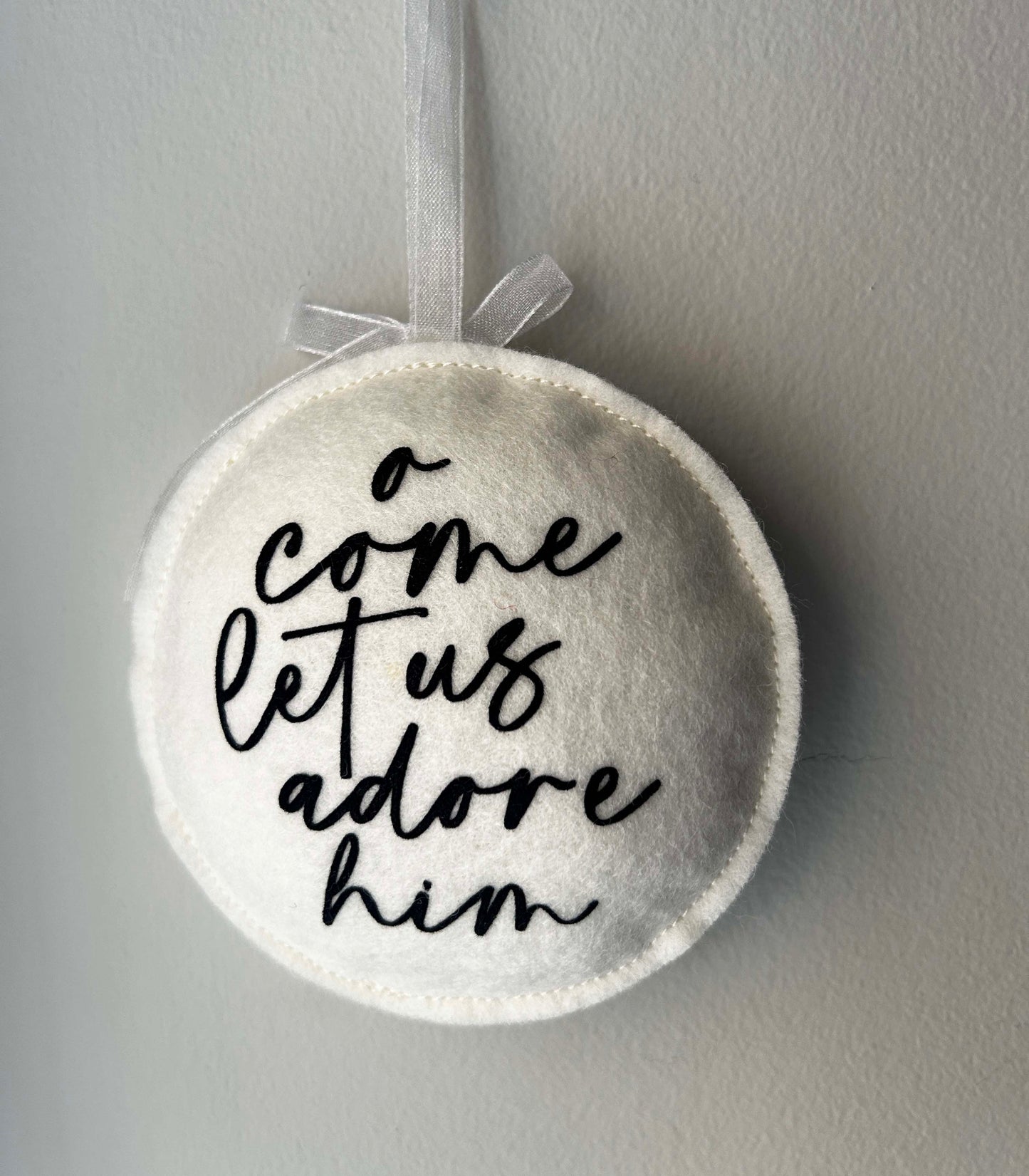 Baby's First Christmas Felt Ornament - Personalized - O come let us adore him