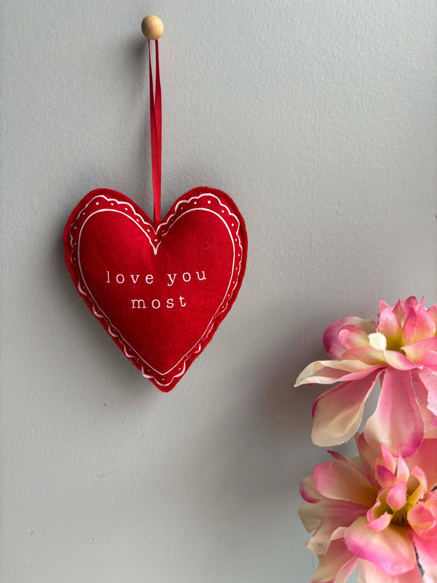 Love You Most - Felt Valentine Heart Ornament