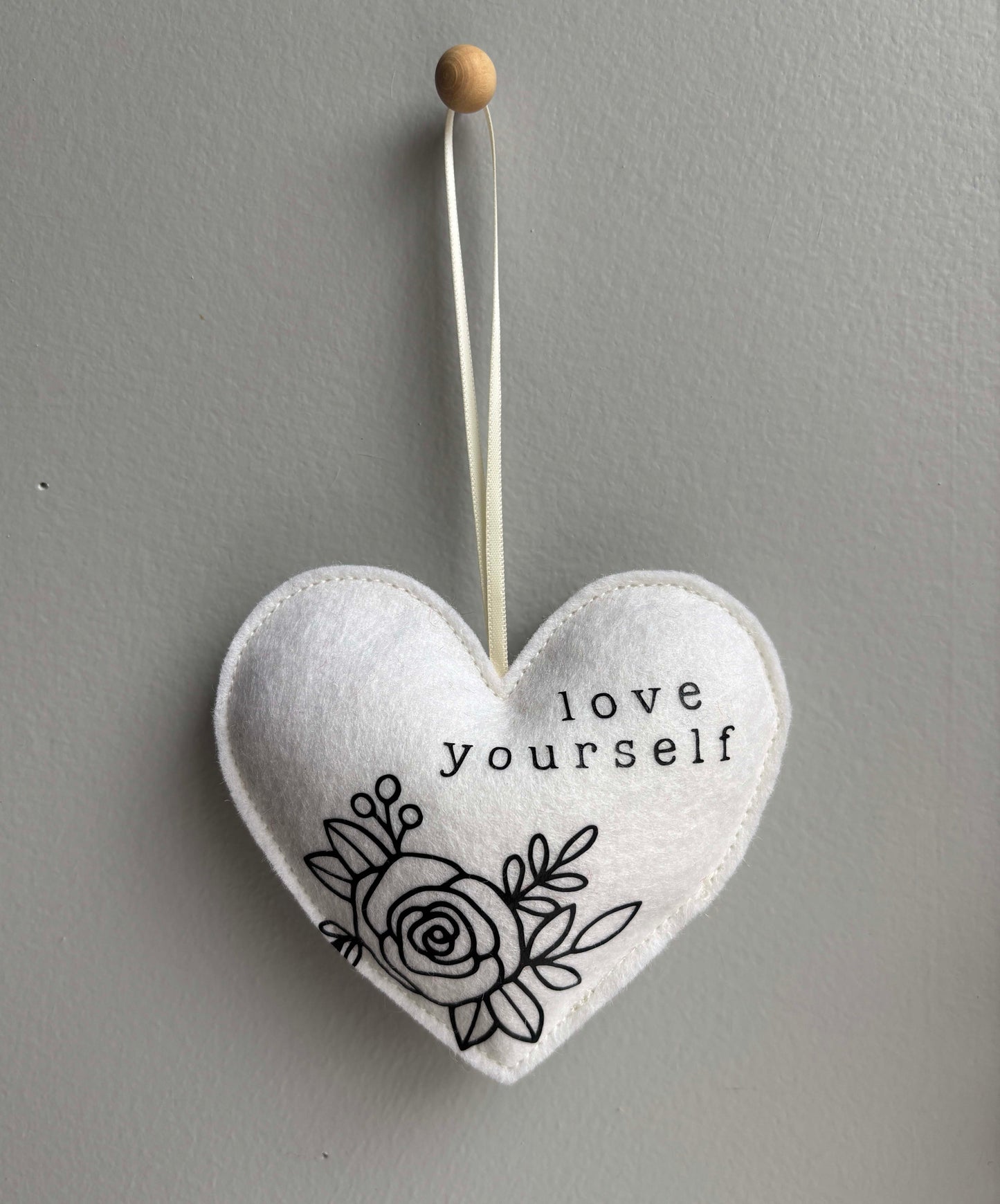 Love Yourself - Felt Valentine Heart Ornament