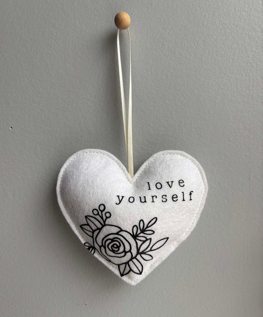 Love Yourself - Felt Valentine Heart Ornament
