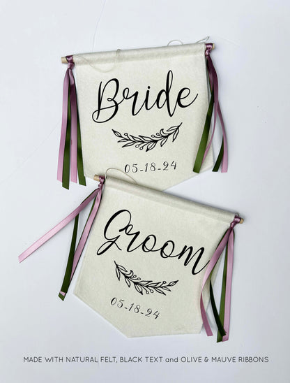 Custom Wedding Sign/Banner - Bride and Groom Chair Signs