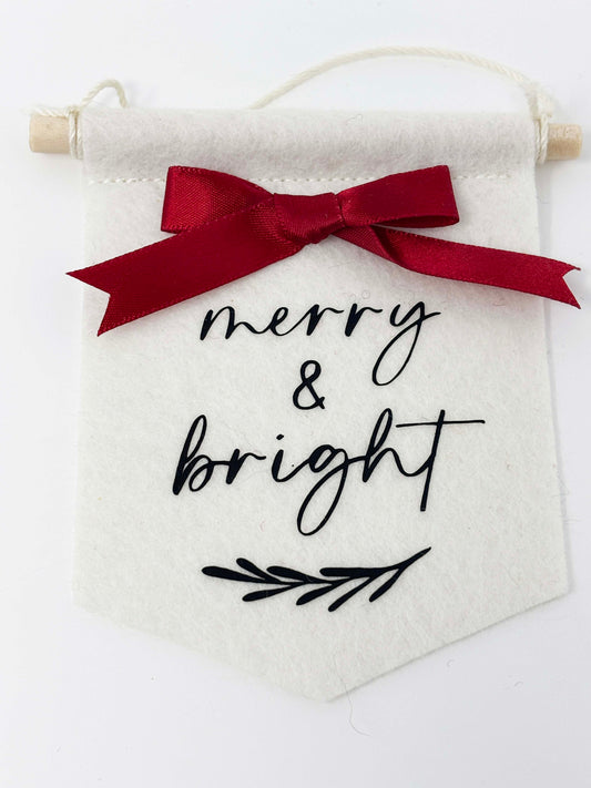 Merry & Bright - Christmas Tree Ornament Banner