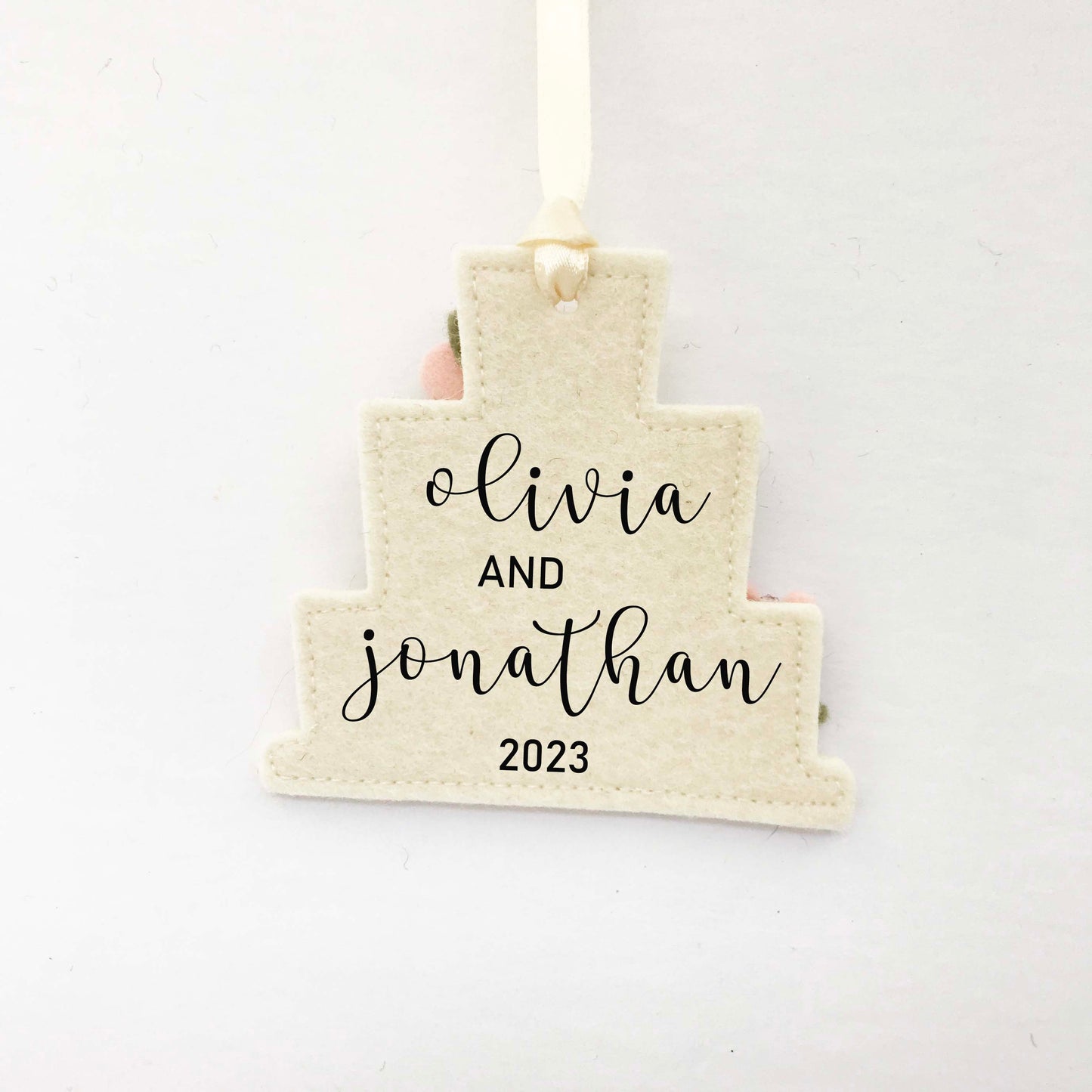 Merry and Married Floral Ornament