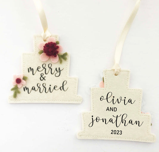 Merry and Married Floral Ornament