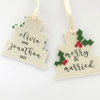 Merry and Married Holly Ornament