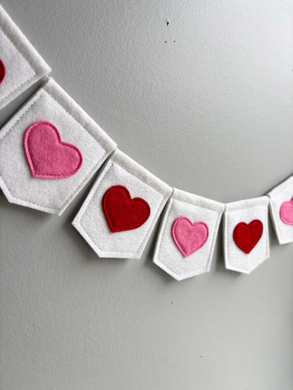 Applique Hearts Valentine Garland - Felt Garland
