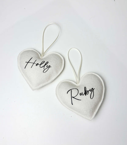 Personalized Love Hearts - Custom Name Wool Felt Hanging Heart