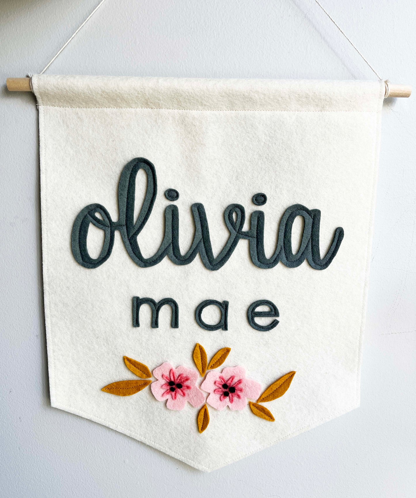 Custom Name Wool Felt Sign - Personalized Nursery Decor