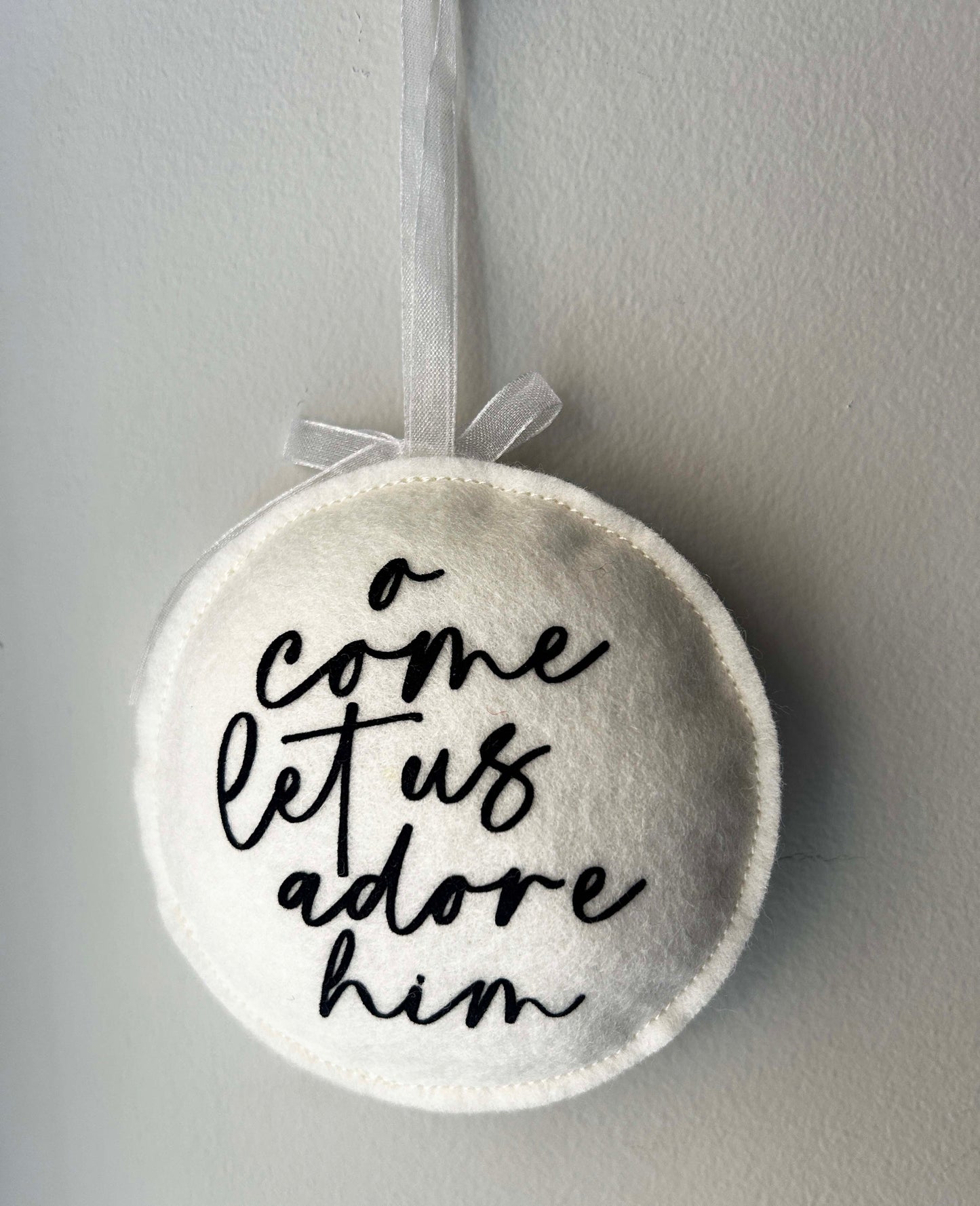 Baby's First Christmas Felt Ornament - Personalized - O come let us adore him