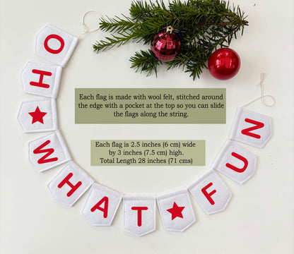 Oh What Fun Felt Garland - Red and White Holiday Banner