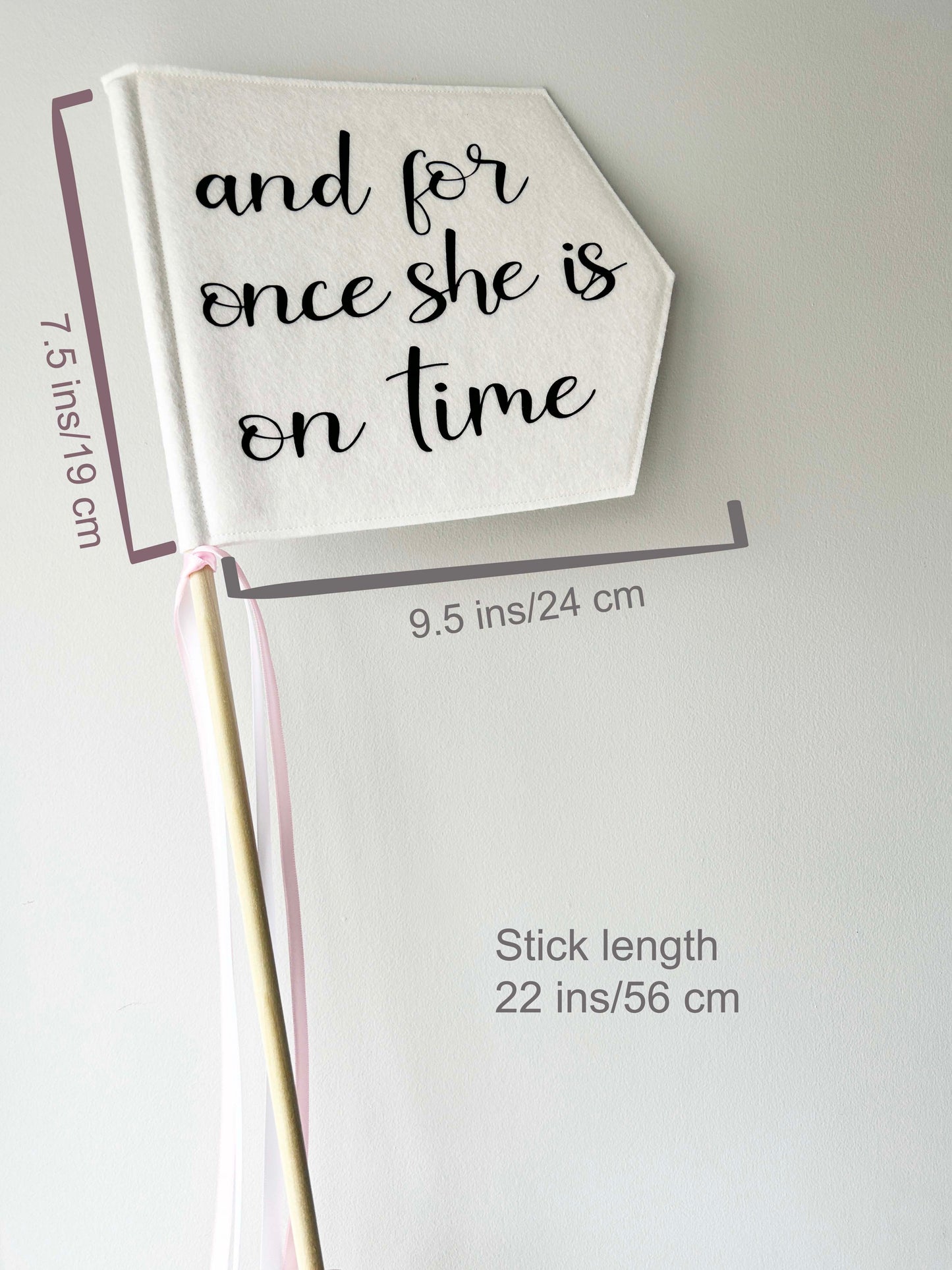 For Once She is on Time - Wedding Pennant Flag