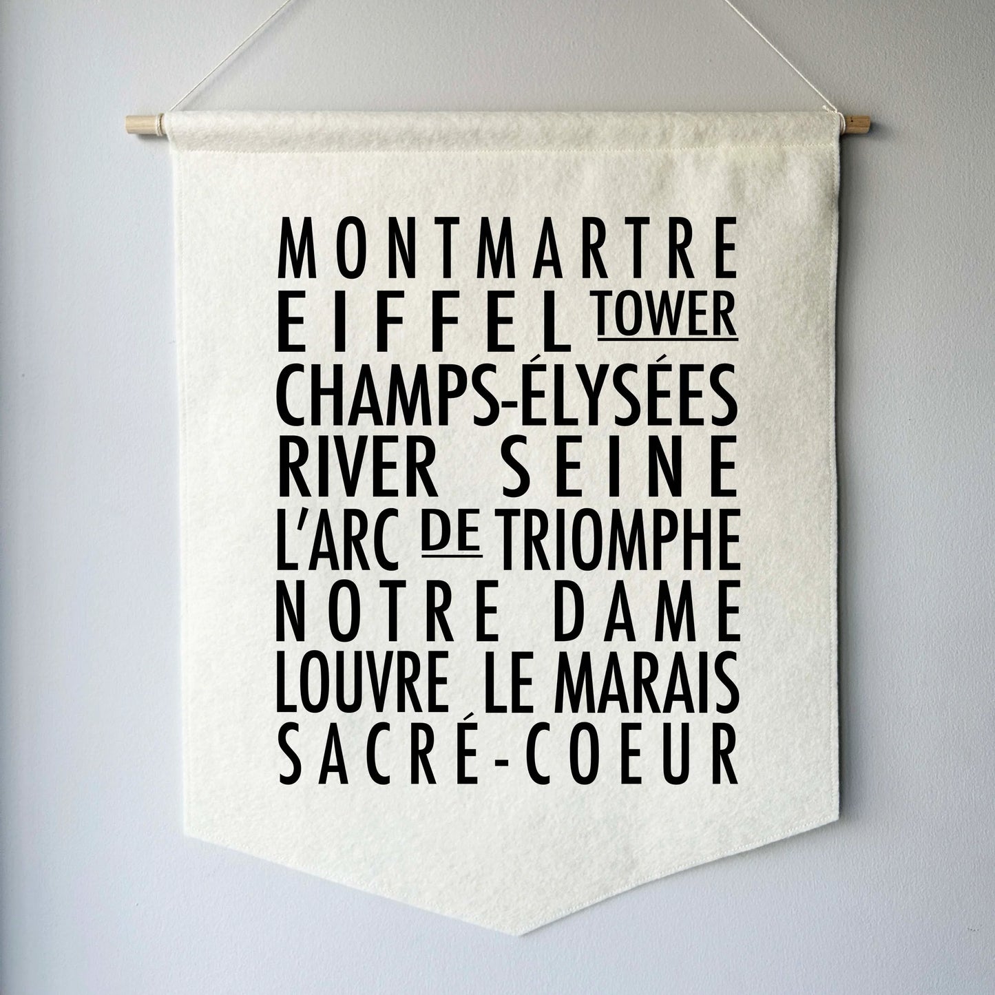 Paris Bus Roll Wall Hanging - French Neighbourhoods Felt Banner