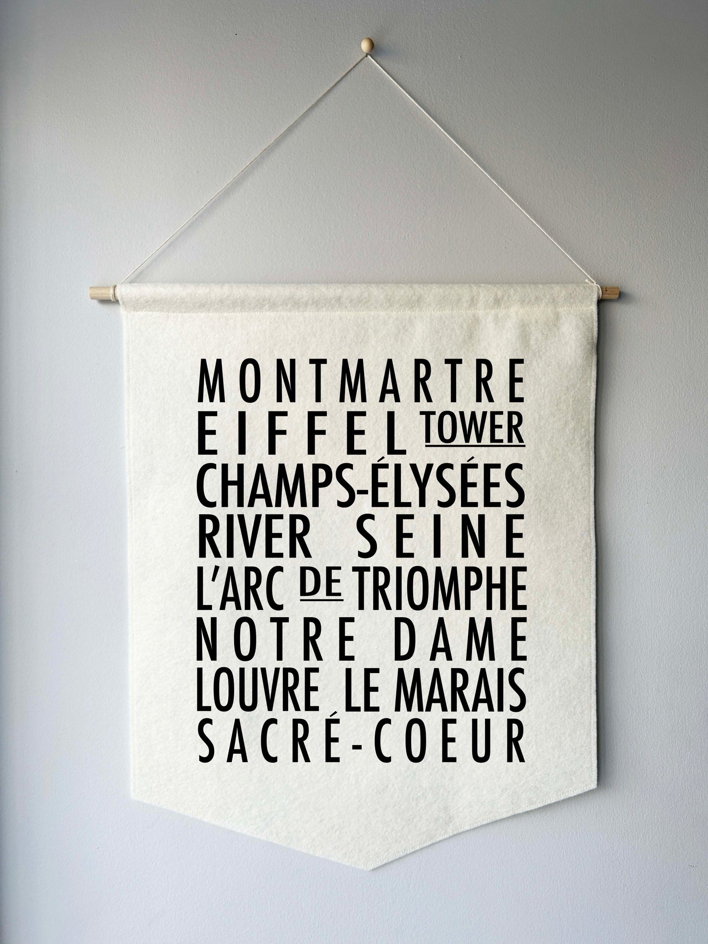 Paris Bus Roll Wall Hanging - French Neighbourhoods Felt Banner