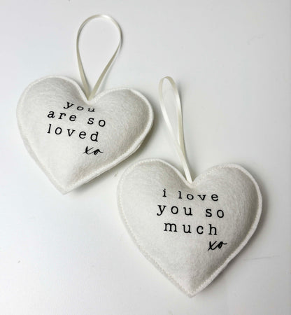 Personalized Love Hearts - Custom Name Wool Felt Hanging Heart