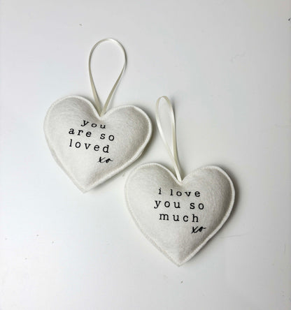 Personalized Love Hearts - Custom Name Wool Felt Hanging Heart