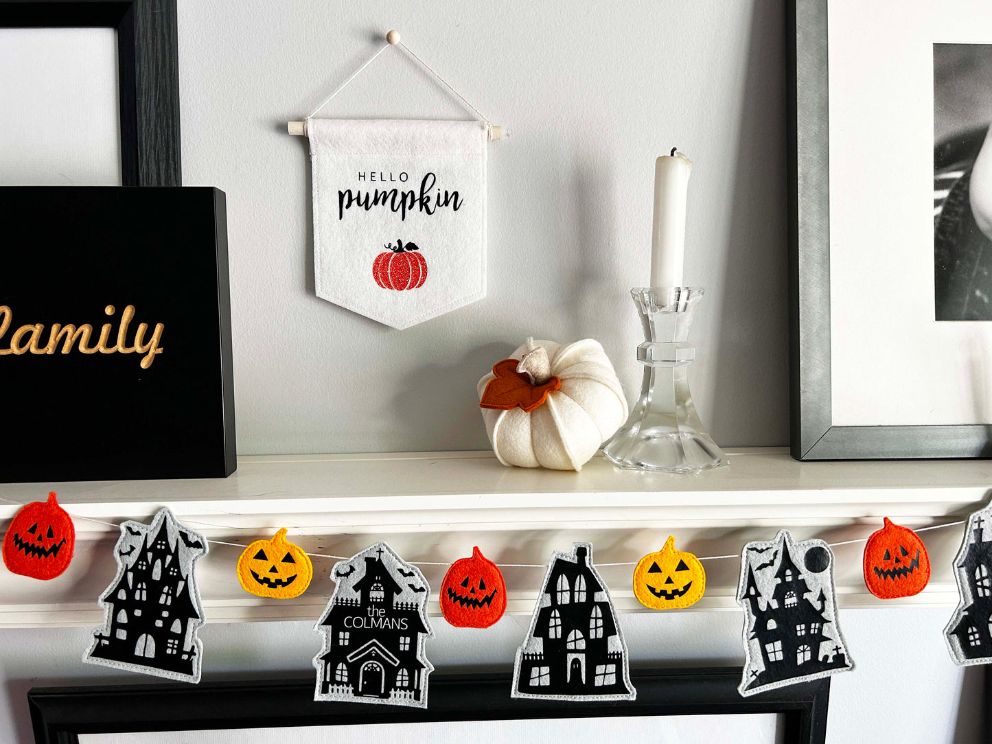 Haunted House Felt Garland, Personalized Halloween Decor