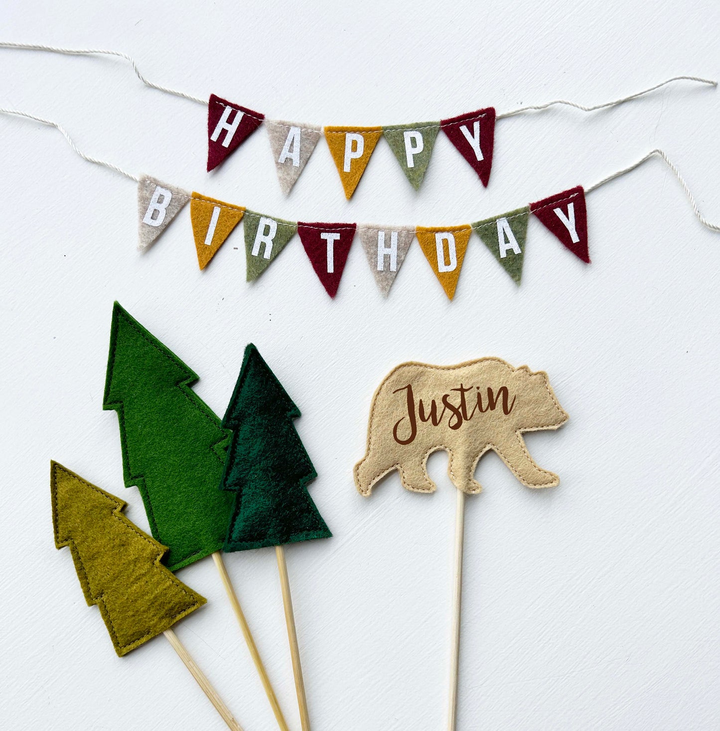 Forest Bear Birthday Cake Topper