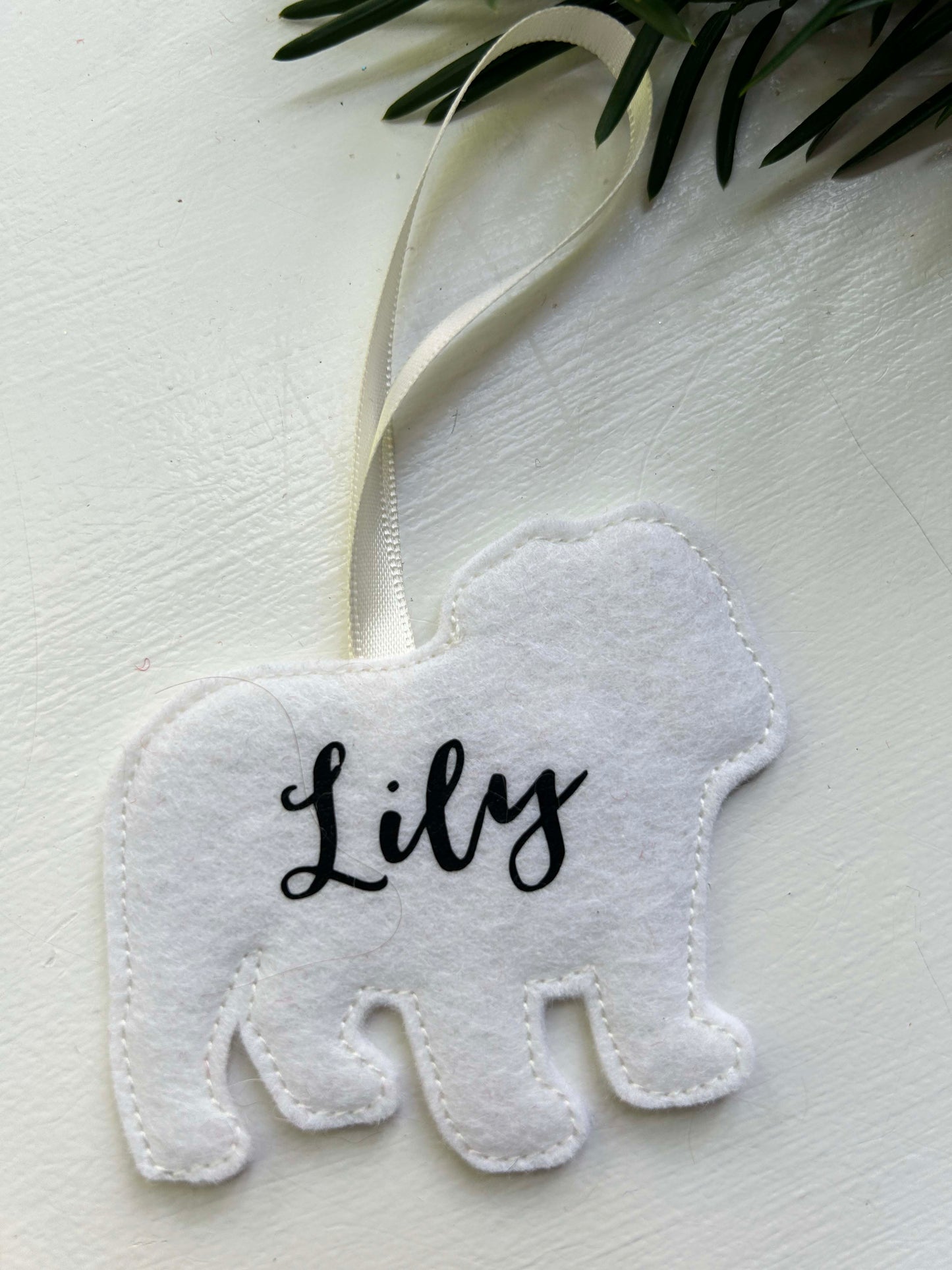 Custom Dog Breed Ornament - Red and White