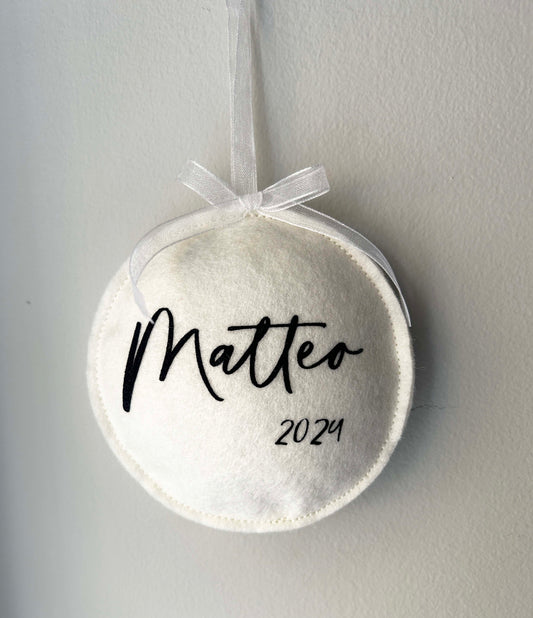 Baby's First Christmas Felt Ornament - Personalized - O come let us adore him