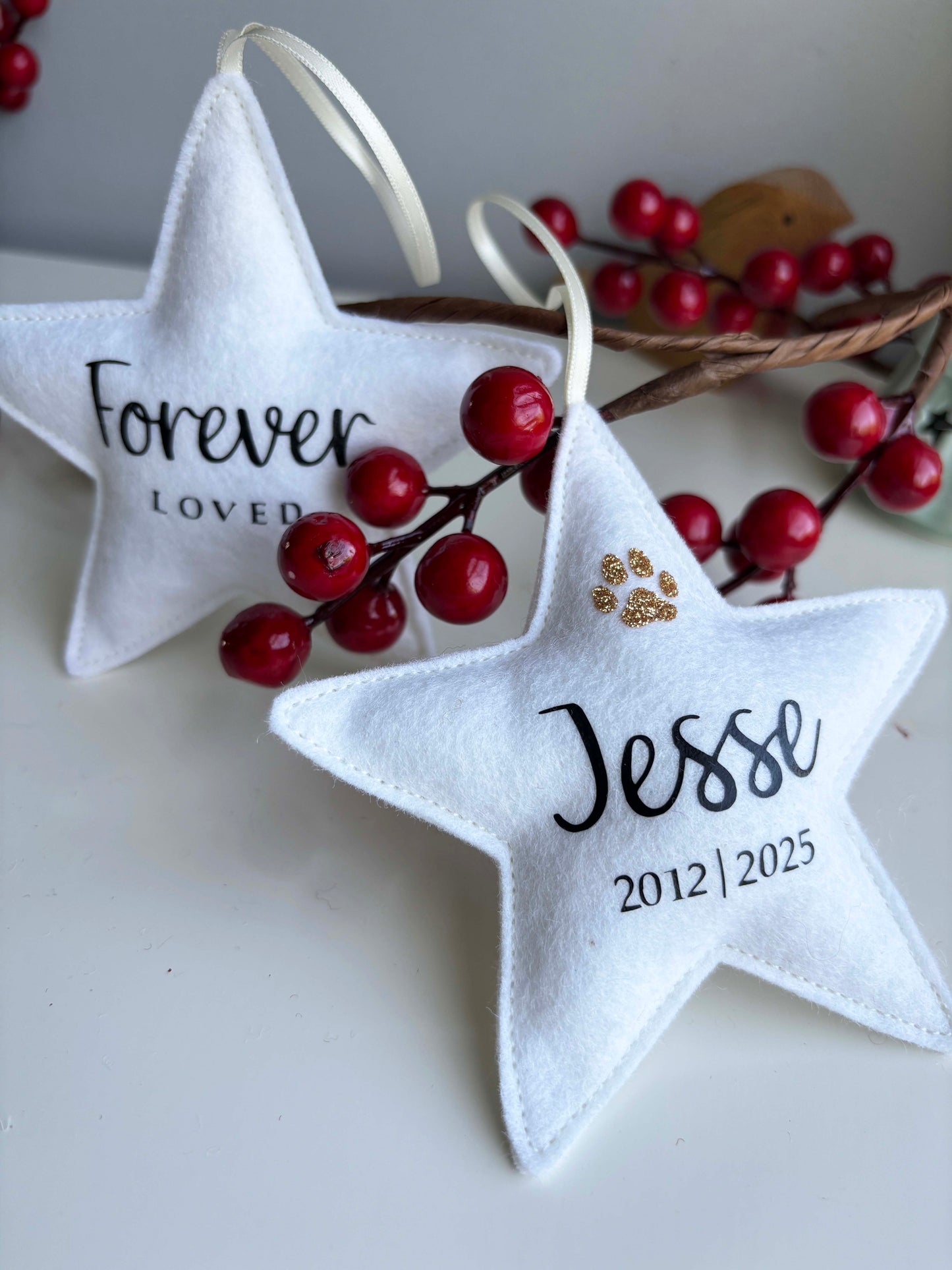 Personalized Pet Memorial Ornament - Paw Print Keepsake