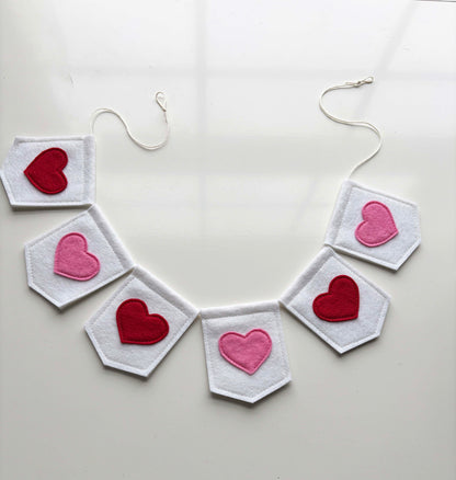 Applique Hearts Valentine Garland - Felt Garland