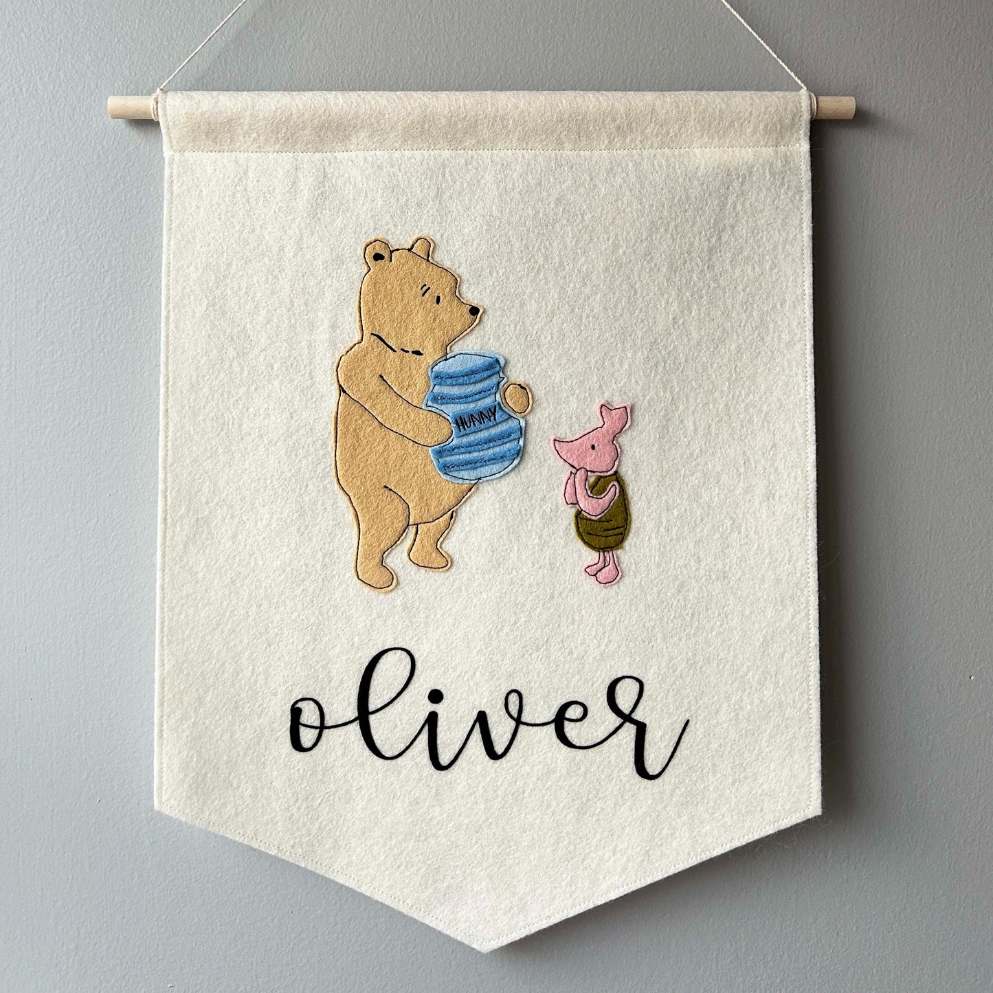 Classic Pooh Bear Nursery Felt Banner