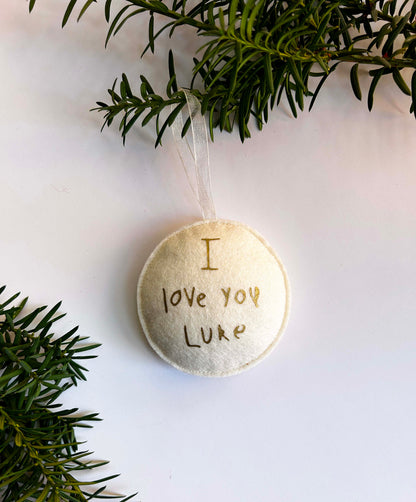 Personalized Handwriting Ornament - Christmas Keepsake