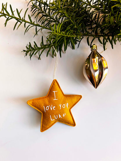 Handwriting Name Ornament - Felt Star