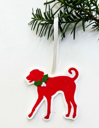 Custom Dog Breed Ornament - Red and White