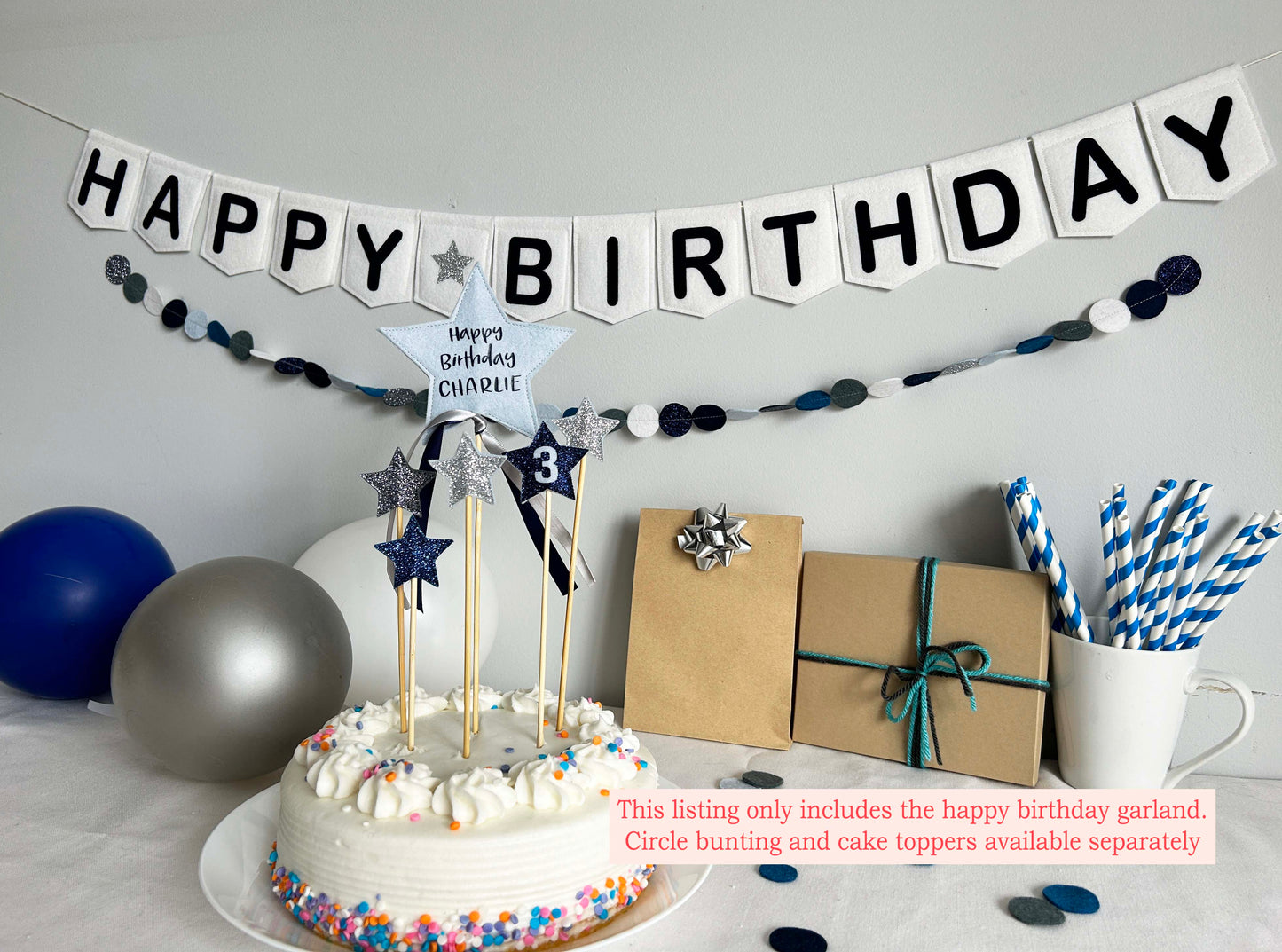 Happy Birthday Felt Garland - Reusable Party Decor