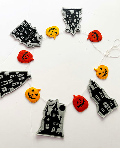 Haunted House Felt Garland, Personalized Halloween Decor