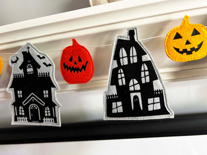 Haunted House Felt Garland, Personalized Halloween Decor