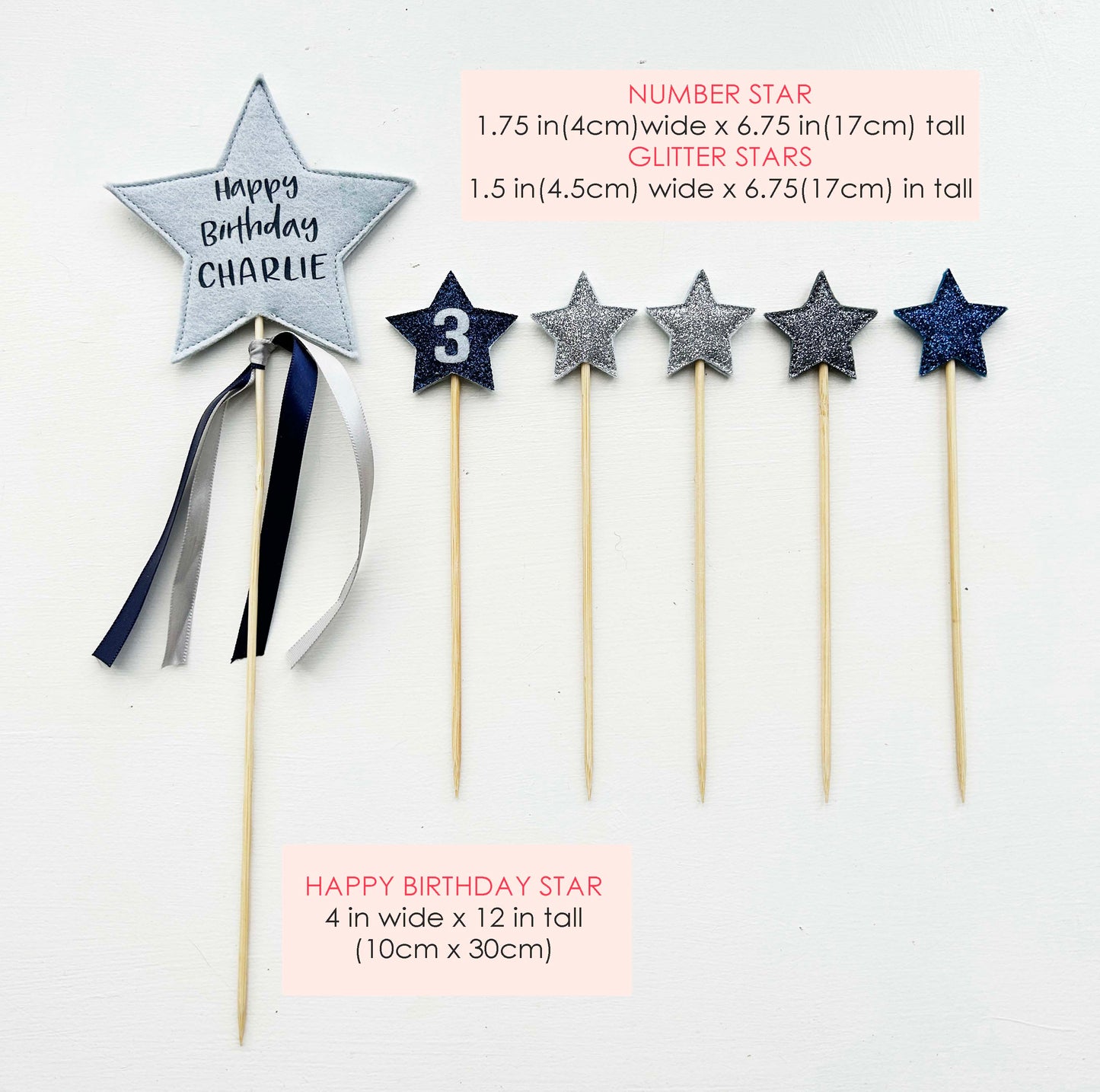 Personalized Star Cake Topper Set