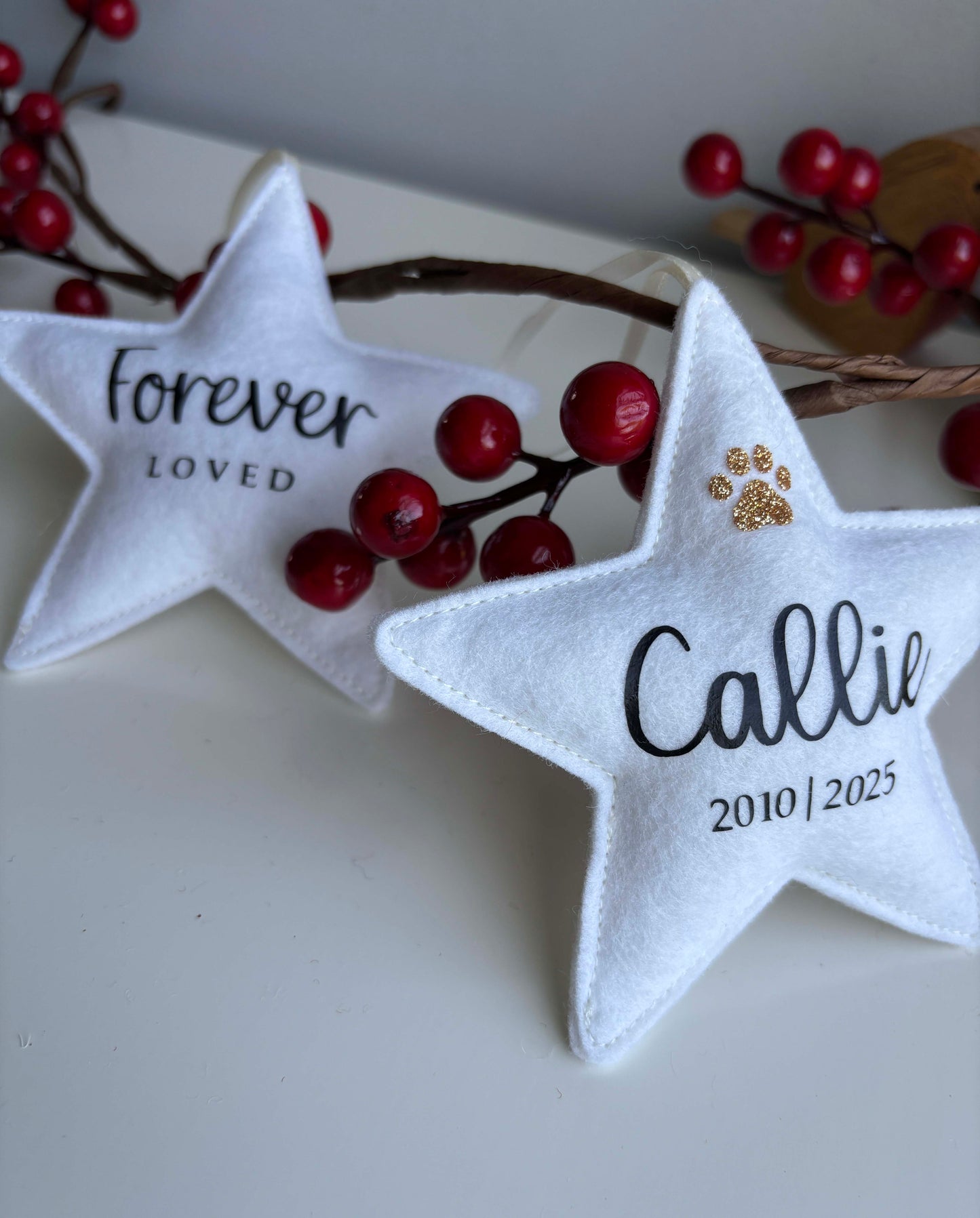 Personalized Pet Memorial Ornament - Paw Print Keepsake