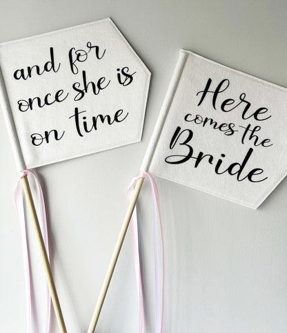 For Once She is on Time - Wedding Pennant Flag