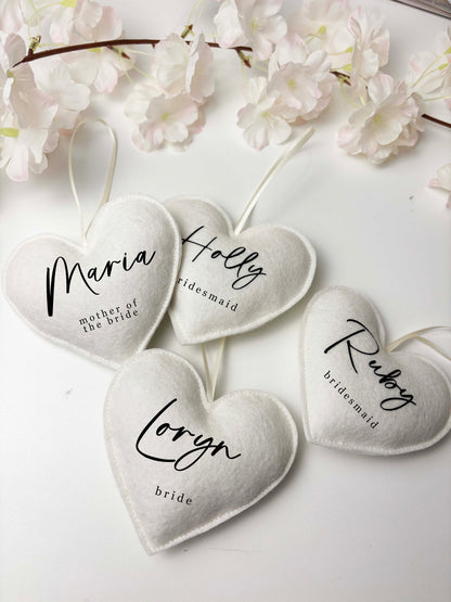 Personalized Wedding Party Heart Hanger Tag