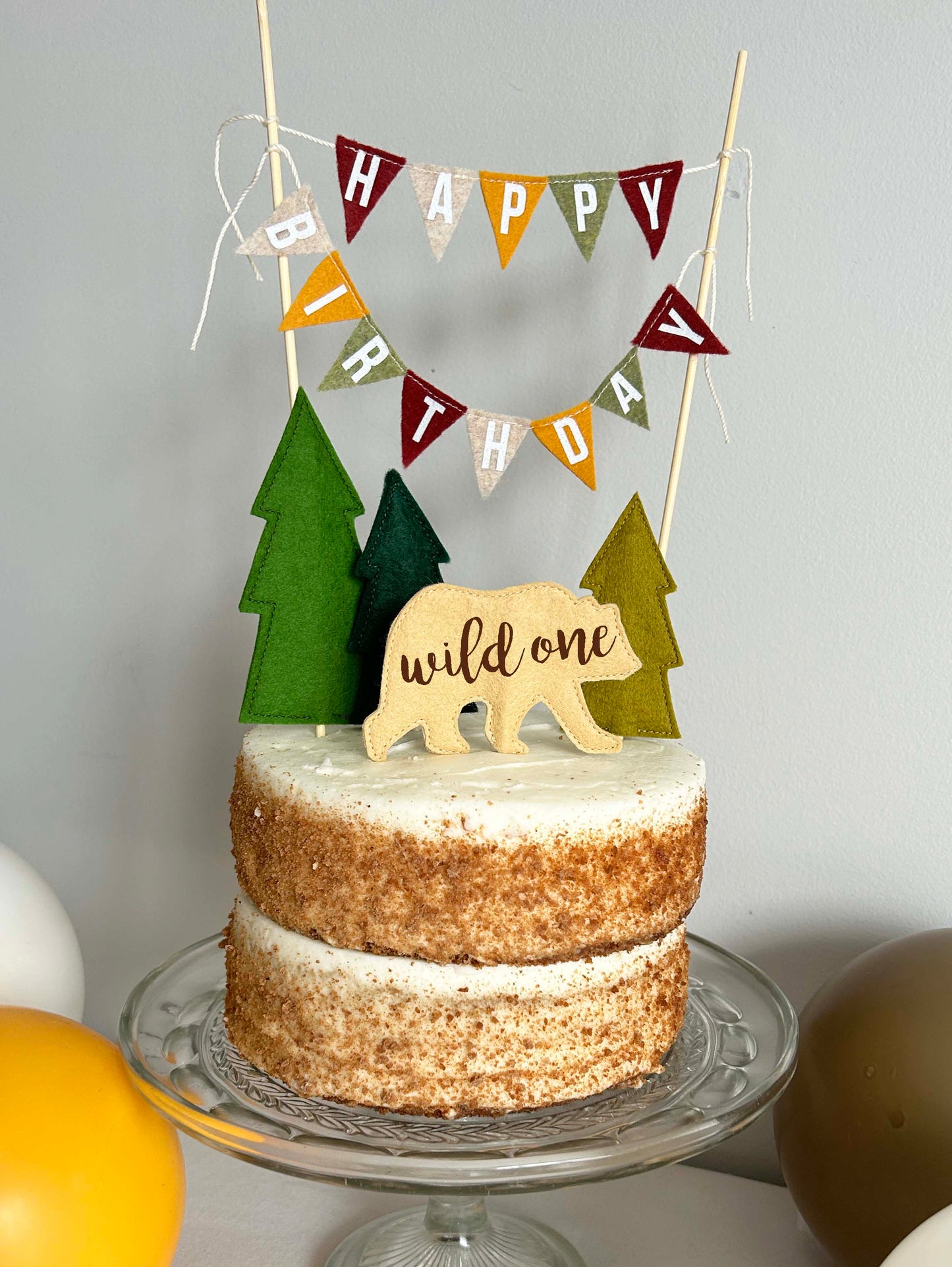 Forest Bear Birthday Cake Topper