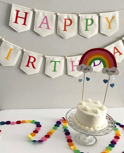 Rainbow Happy Birthday Felt Garland
