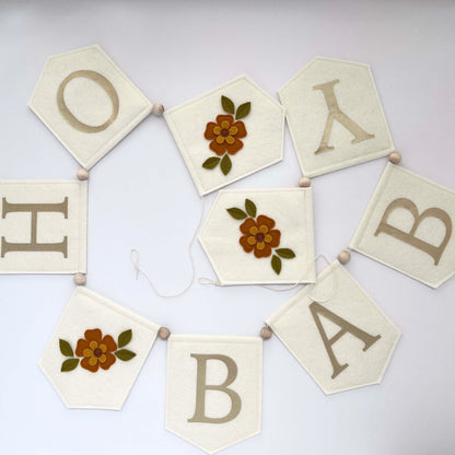 Oh Baby Felt Bunting, Neutral Nursery Decor