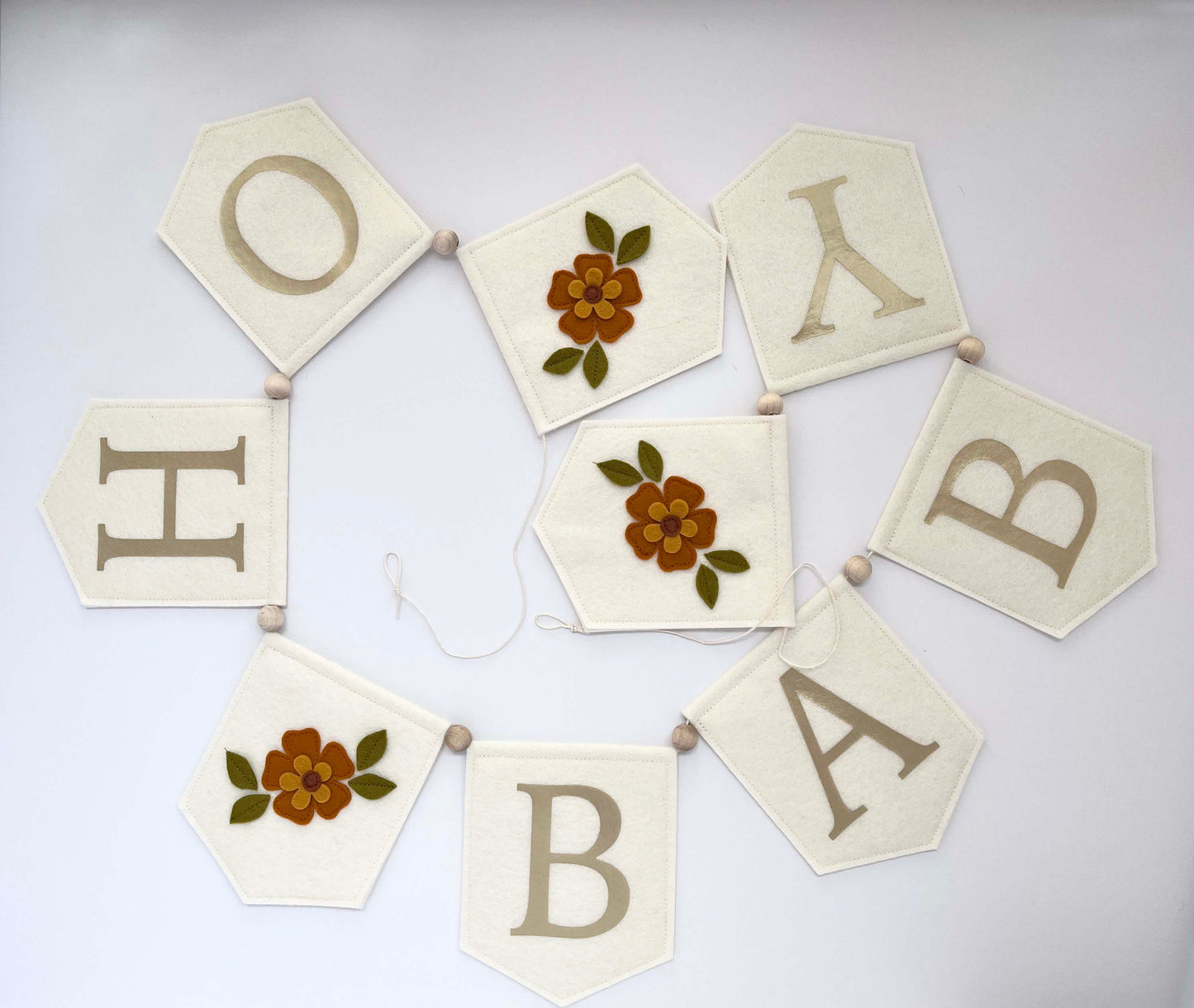 Oh Baby Felt Bunting, Neutral Nursery Decor
